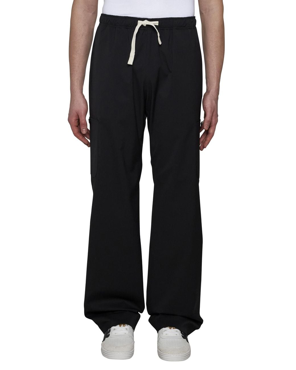 Palm Angels Black Straight Leg Drawstring Pants for men