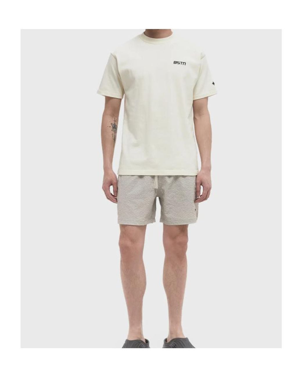 Barbour Gray Somerset Striped Drawstring Swim Shorts for men