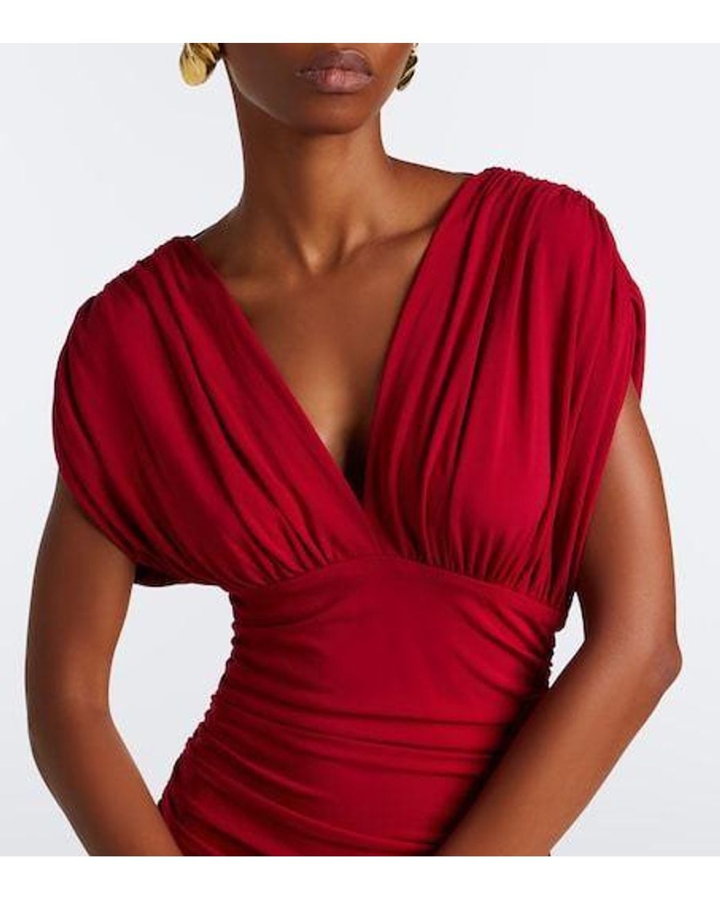 Jonathan Simkhai Red Draped Open-Back Gown