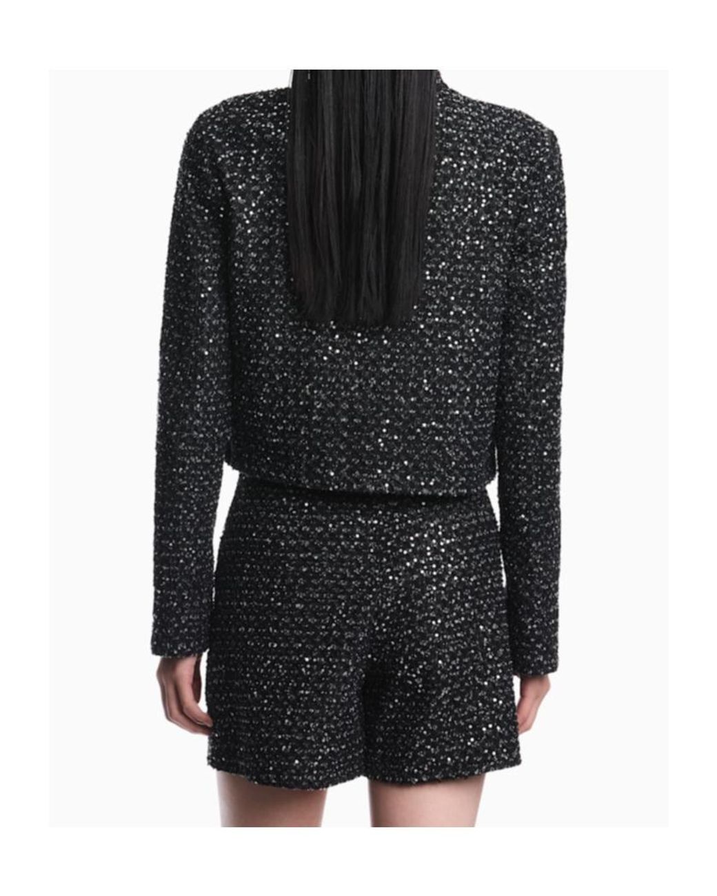 Emporio Armani Black Embellished Cropped Jacket