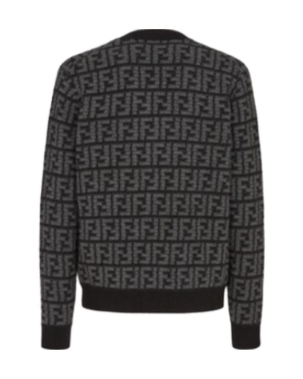 Fendi Black Monogrammed Button-Up Cardigan for men