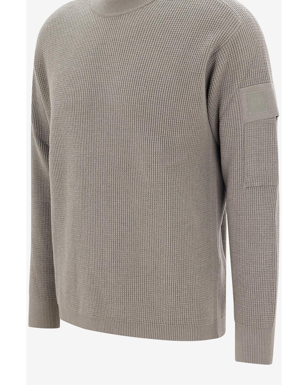C P Company Gray Merino Wool Blend Round-Neck Jumper for men