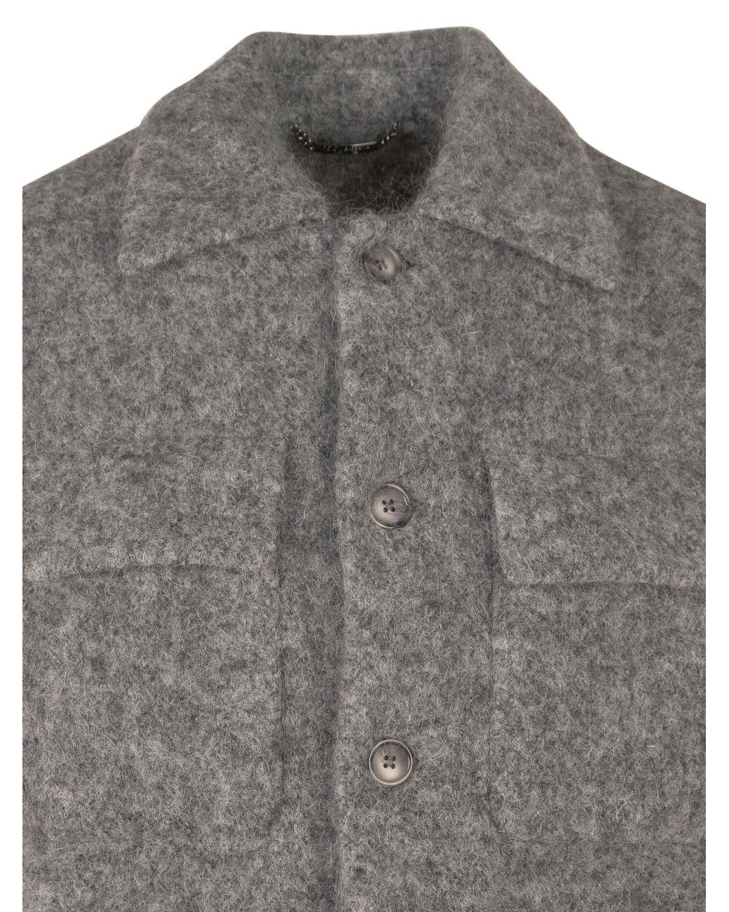 Dolce & Gabbana Gray Long-Sleeved Button-Up Jacket for men
