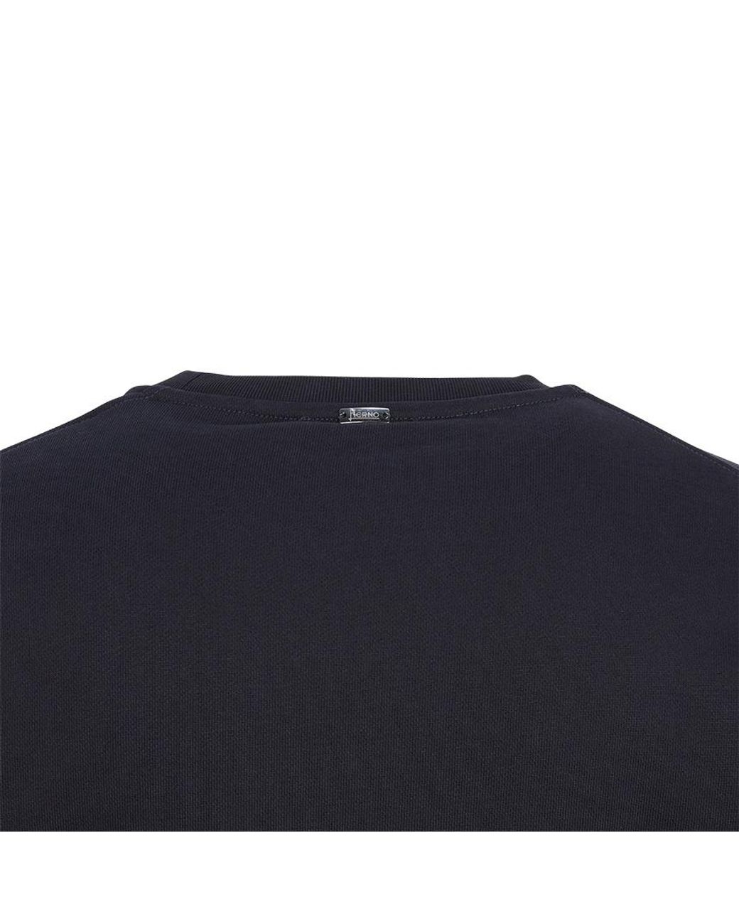 Herno Blue Logo-Embroidered Cotton Sweatshirt for men