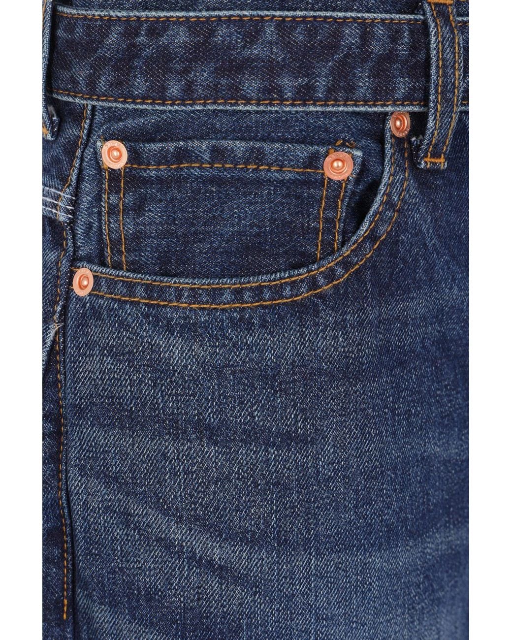 Sacai Blue Belted Cropped Denim Shorts