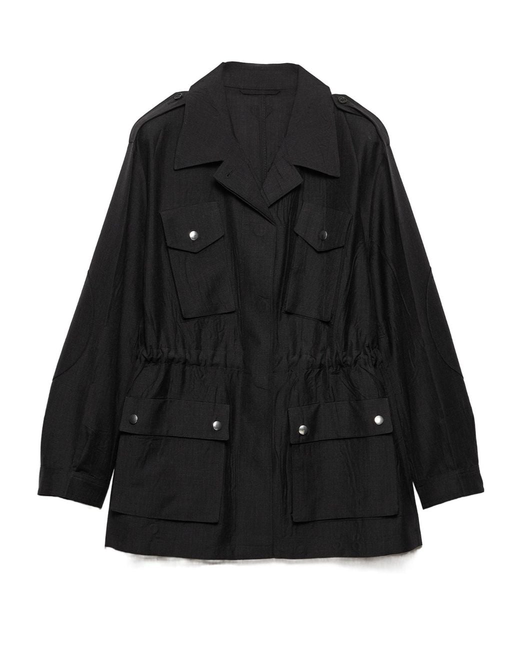Prada Black Kid Mohair-Virgin Wool Field Jacket