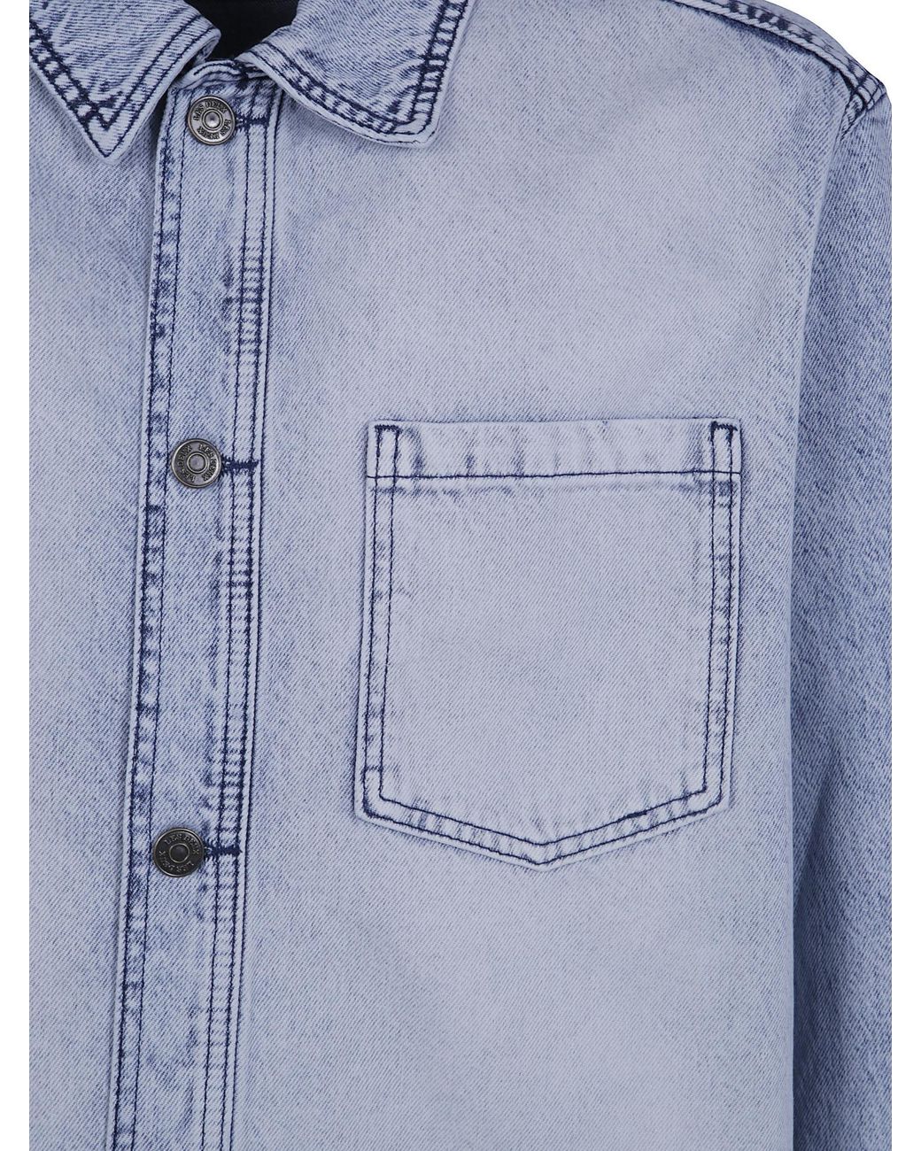 Les Deux Blue Bleached Denim Overshirt for men