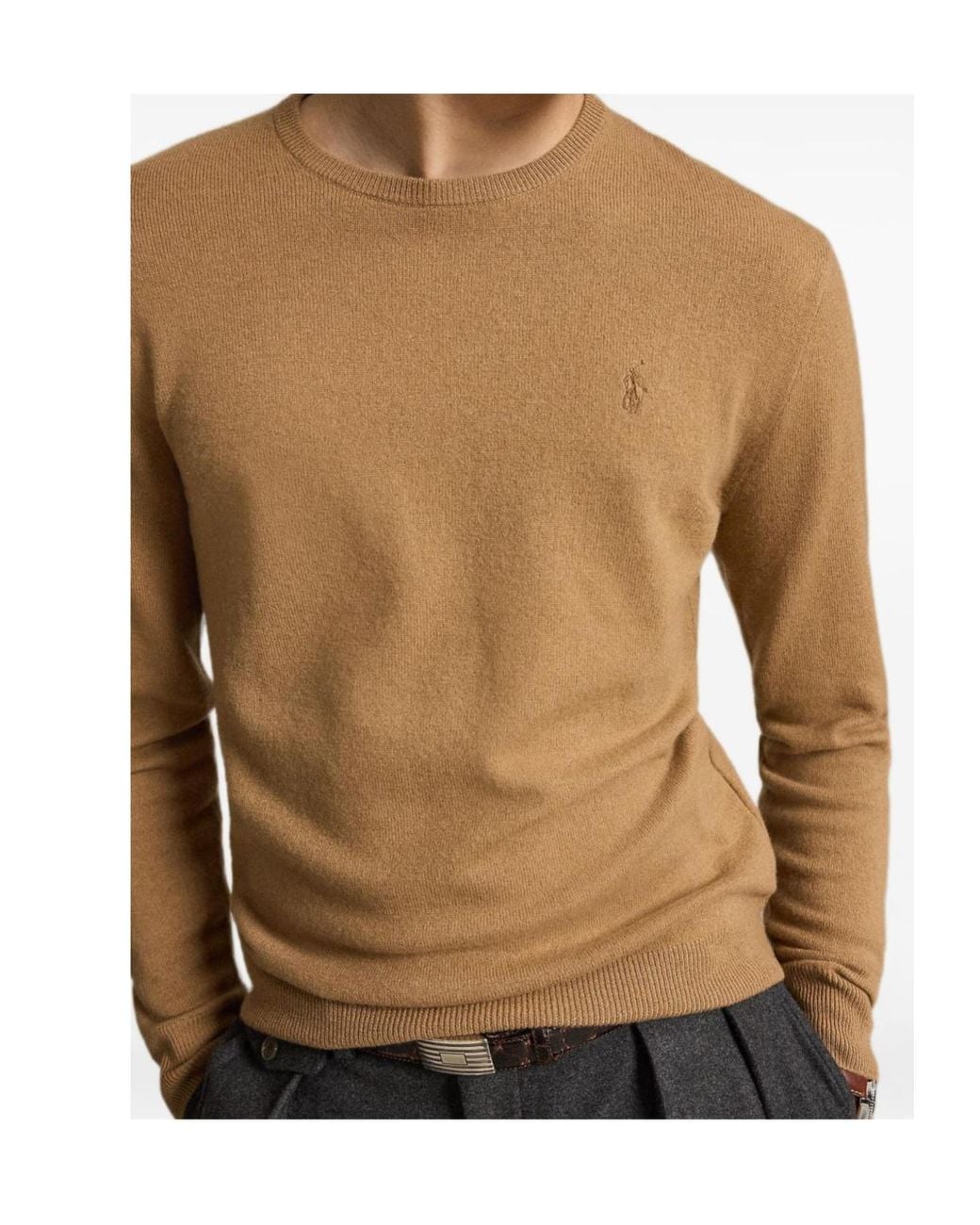 Polo Ralph Lauren Brown Ralph Lauren Crew Neck Knitted Sweater for men