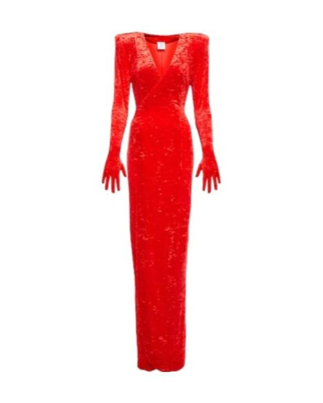 Vetements Red Wrap Velvet Maxi Dress