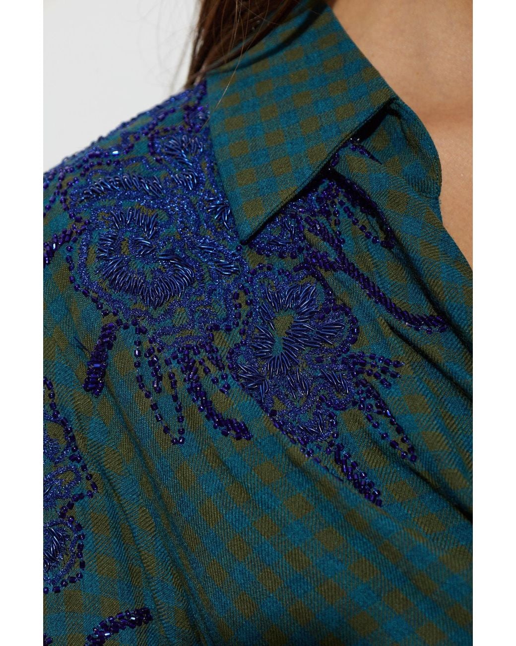 Dries Van Noten Green Long-Sleeved Shirt