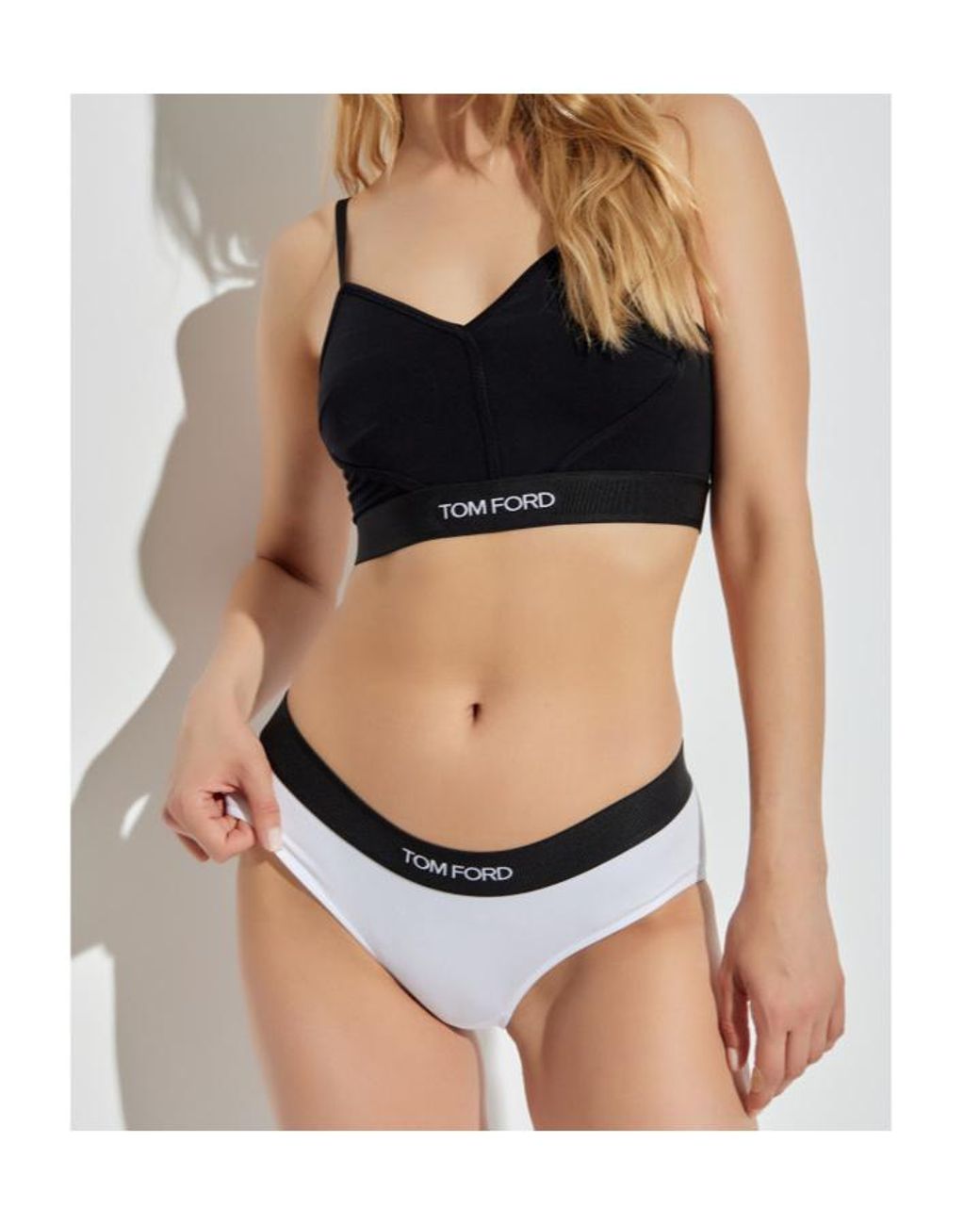 Tom Ford Black Logo Intarsia V-Neck Top