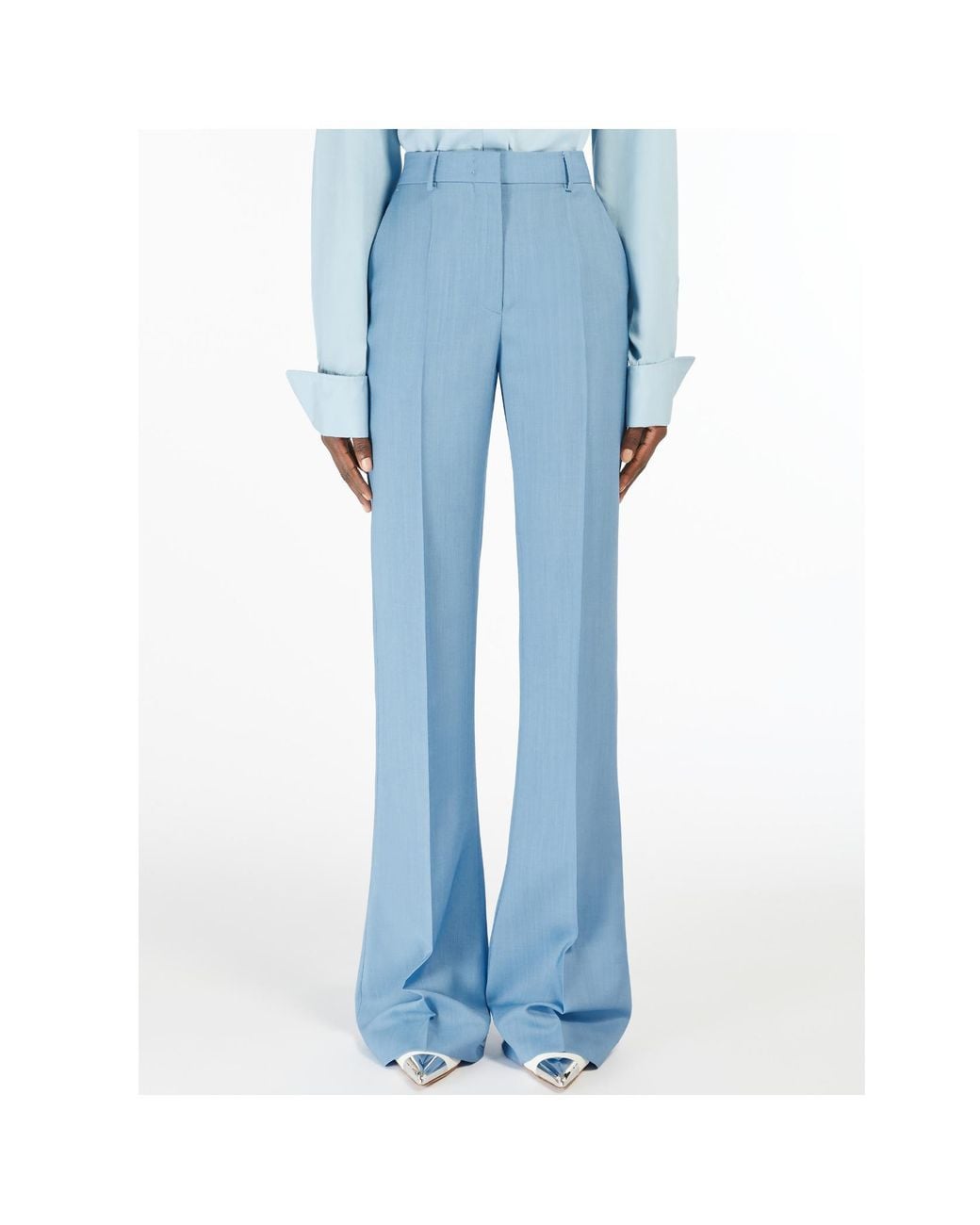 Sportmax Blue Tailored Cut Flared Trousers