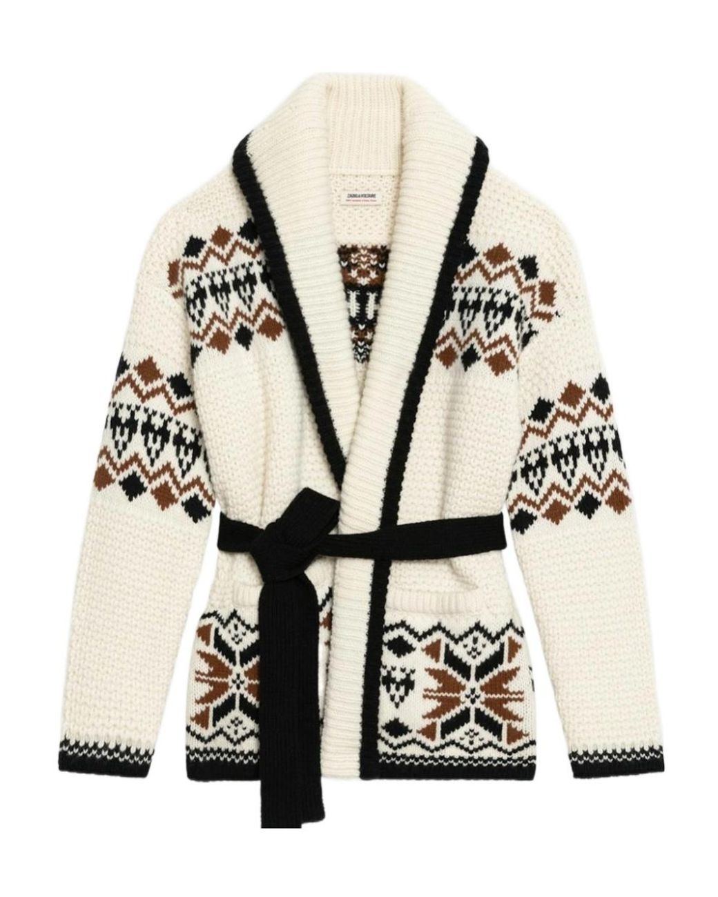 Zadig & Voltaire Natural Erra Belted Patterned Cardigan