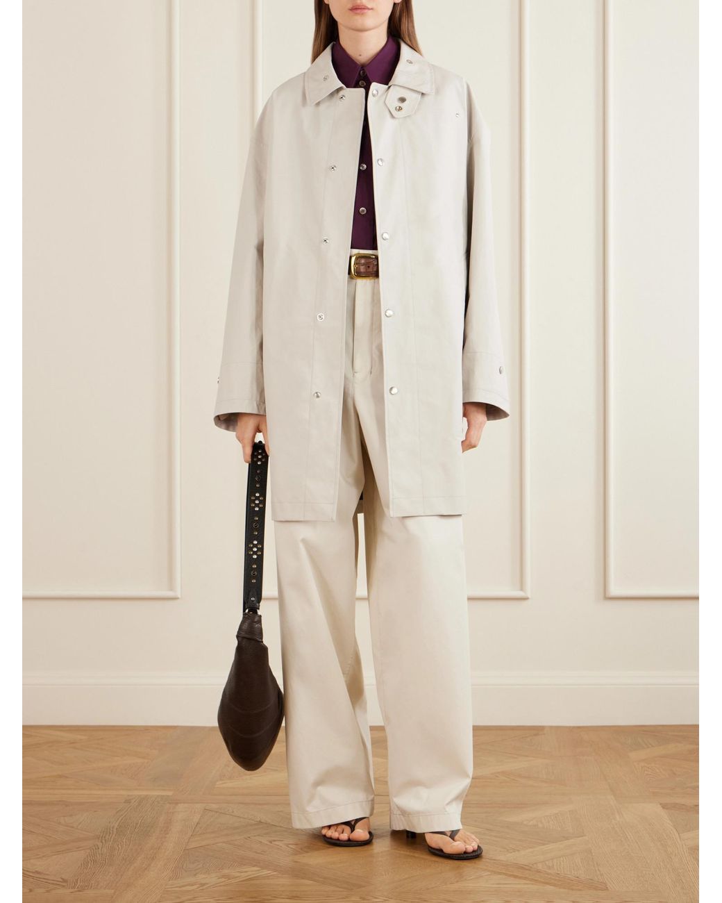 Lemaire White Coated Cotton-Canvas Coat