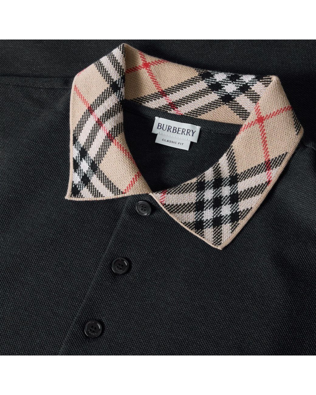 Burberry Black Check Polo Shirt for men