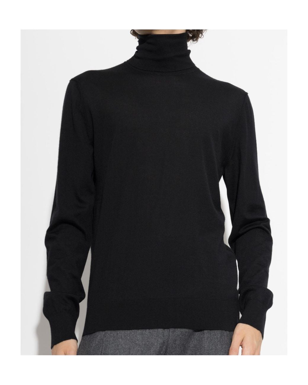 Dolce & Gabbana Black Fine Knit Turtleneck Sweater for men
