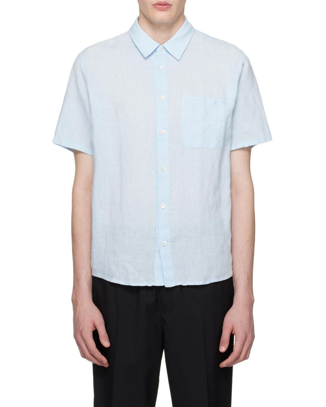 A.P.C. Blue Buttoned Short Sleeved Shirt for men
