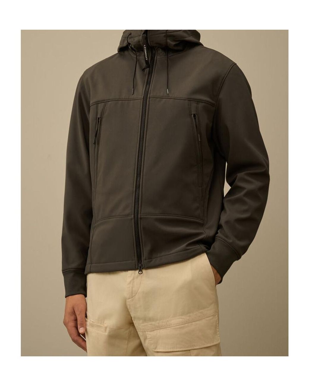 C P Company Green Zip-Front Hooded Jacket for men