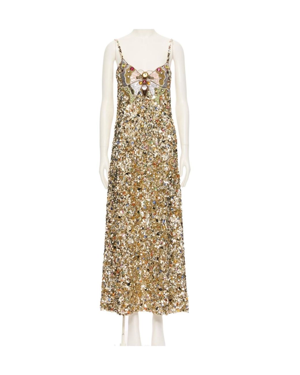 Valentino Metallic Embroidered Tulle Illusione Midi Dress