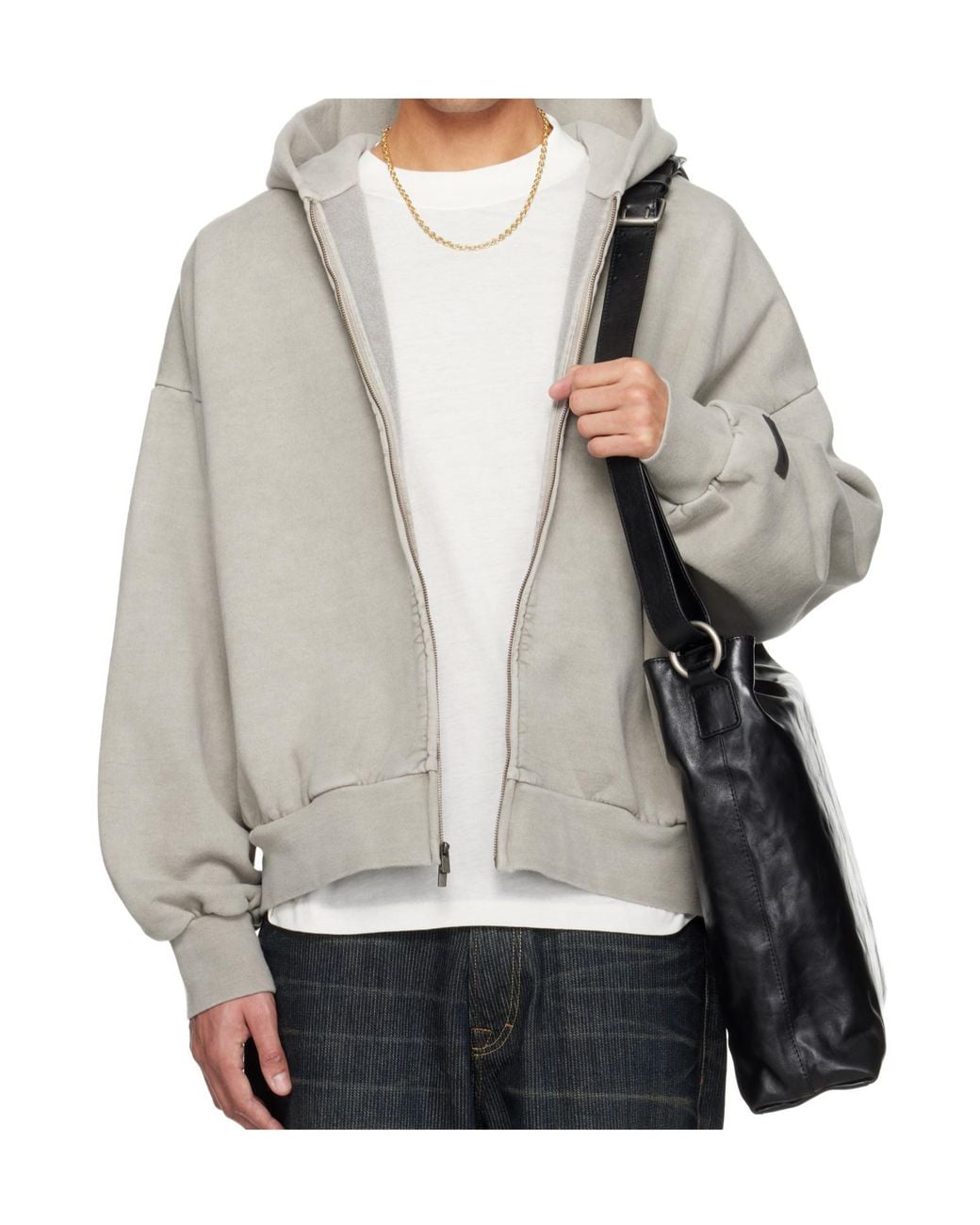 Fear Of God Gray Embroidered Classic Full Zip Hoodie for men