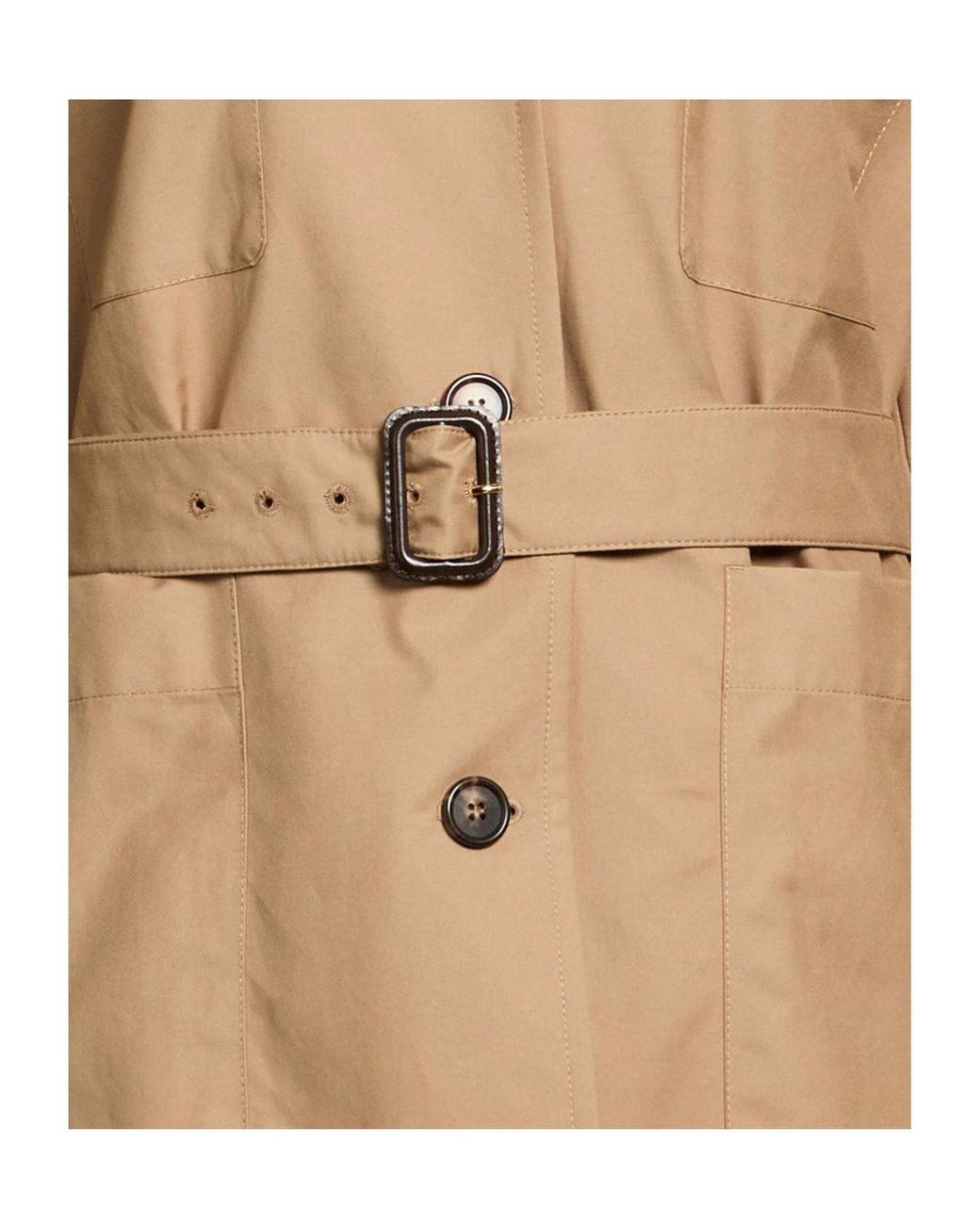 Max Mara Natural Solid Color Twill Lapel Jacket