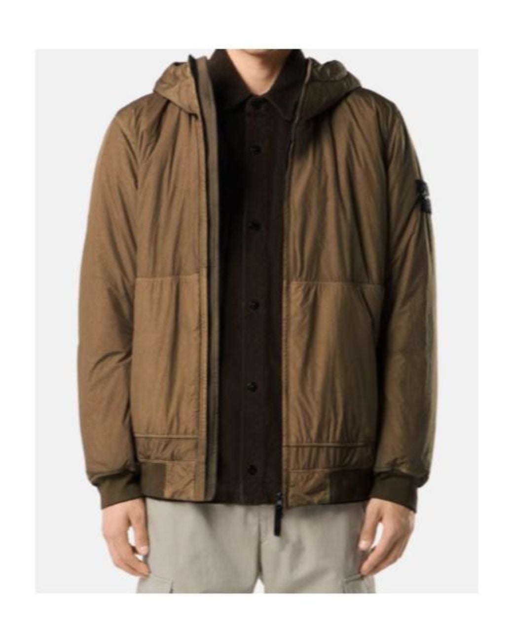Stone Island Natural Hooded Bomber Jacket for men