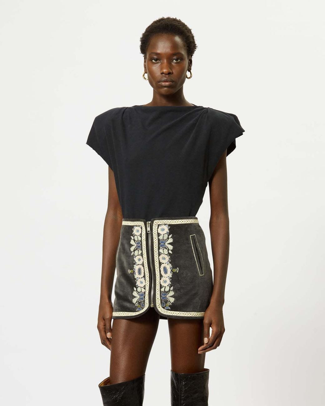 Isabel Marant Black Asymmetric Short-Sleeved T-Shirt
