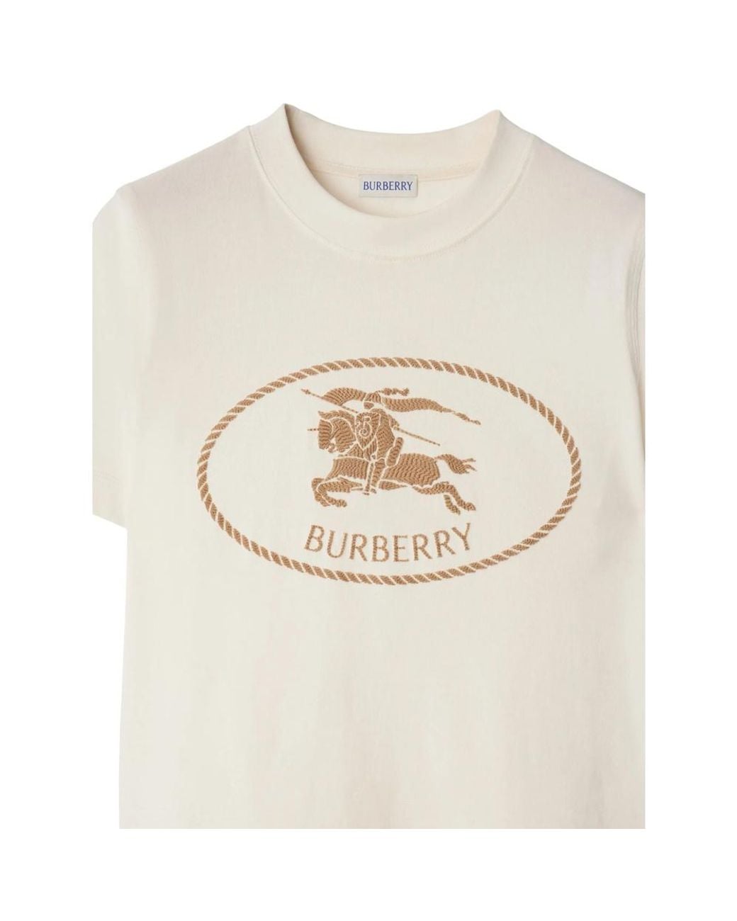Burberry White Knight Stamp Crewneck T-Shirt