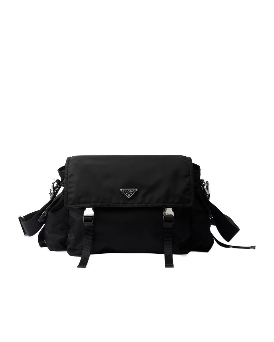 Prada Black Explore Re-Nylon And Leather Bag for men