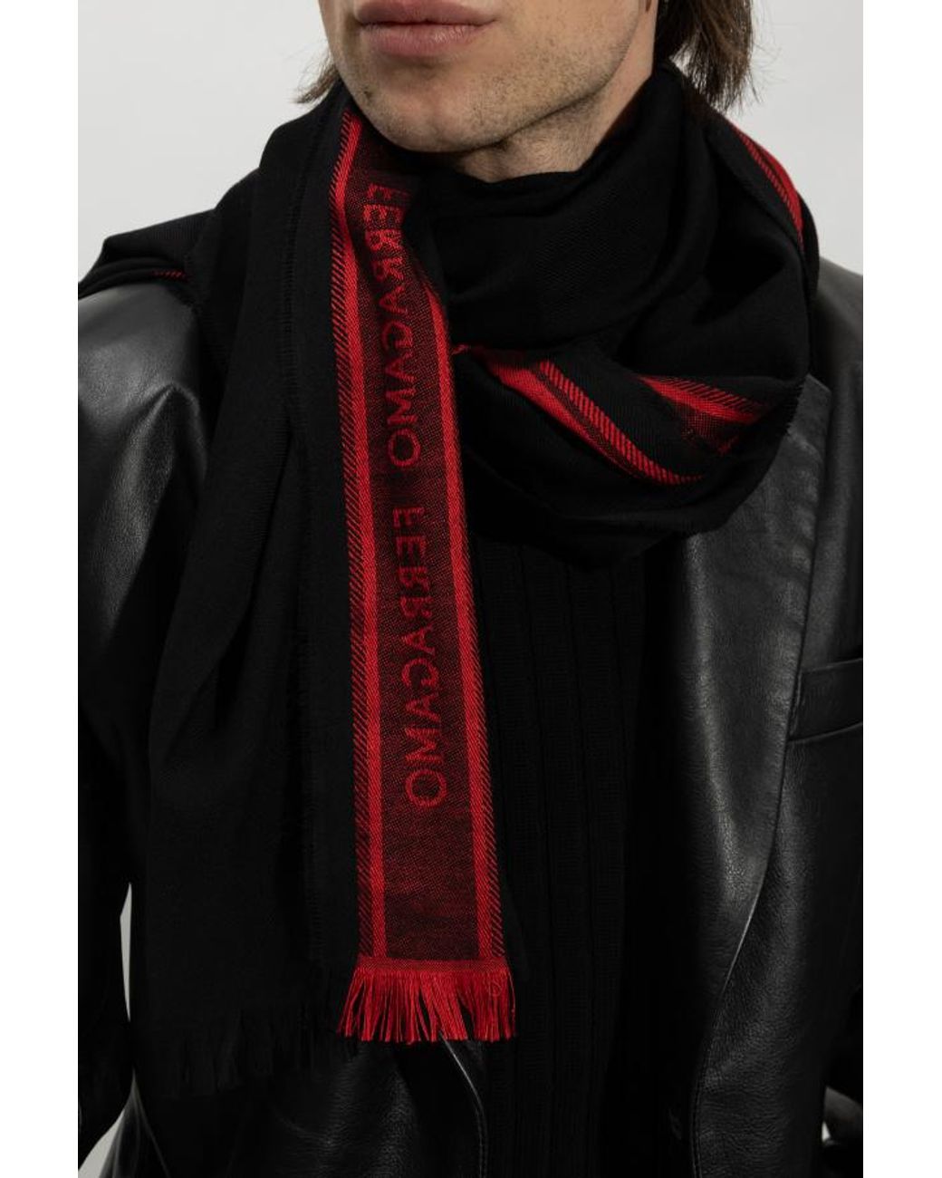 Ferragamo Black Ferragamo Color Blocked Scarf for men