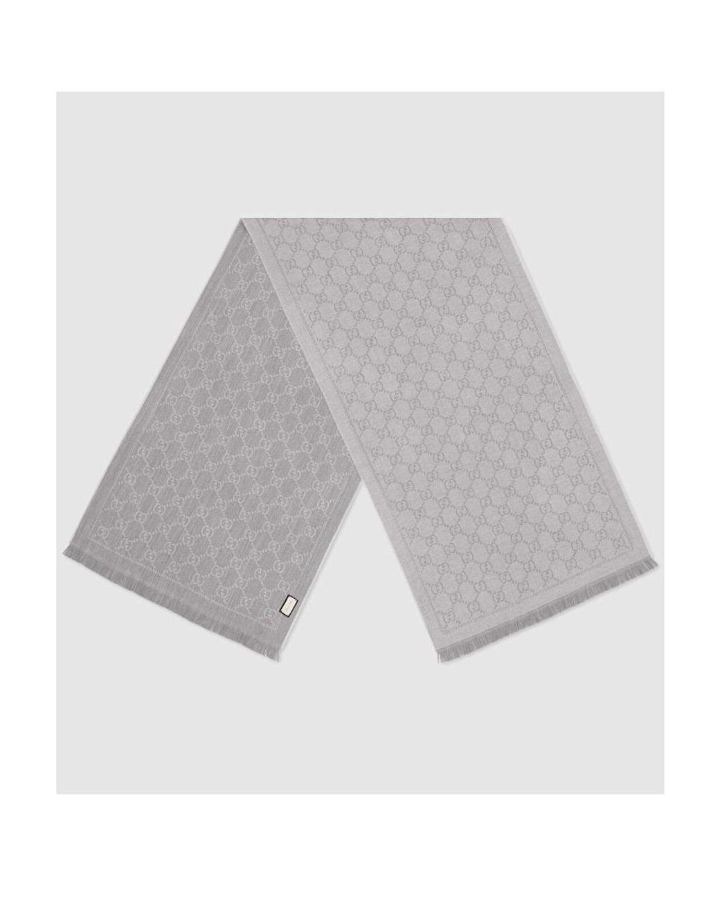 Gucci White Gg Supreme Jacquard Scarf