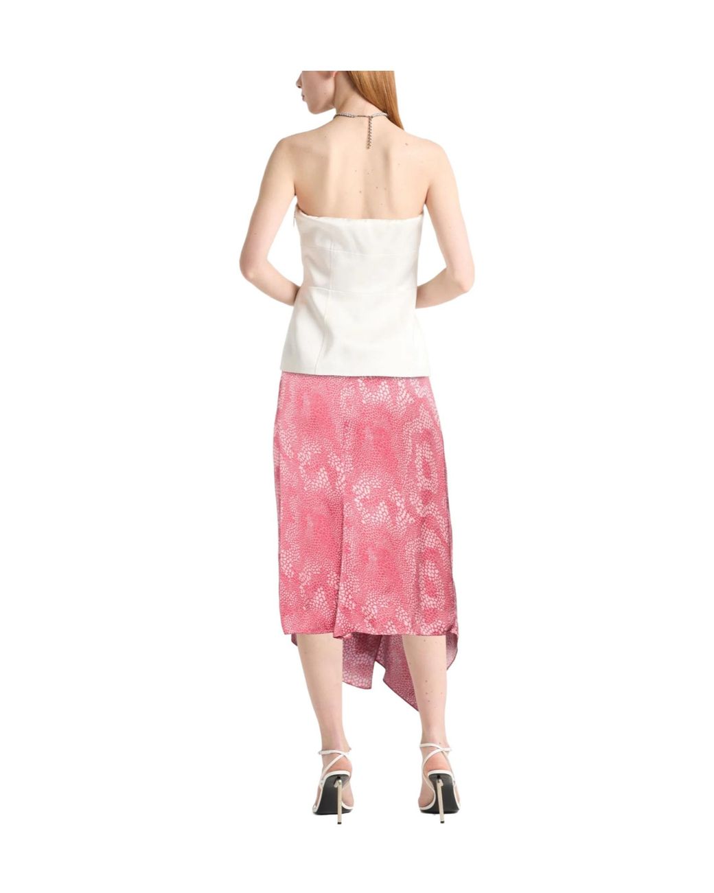 Isabel Marant Pink Twotone Satin Midi Skirt