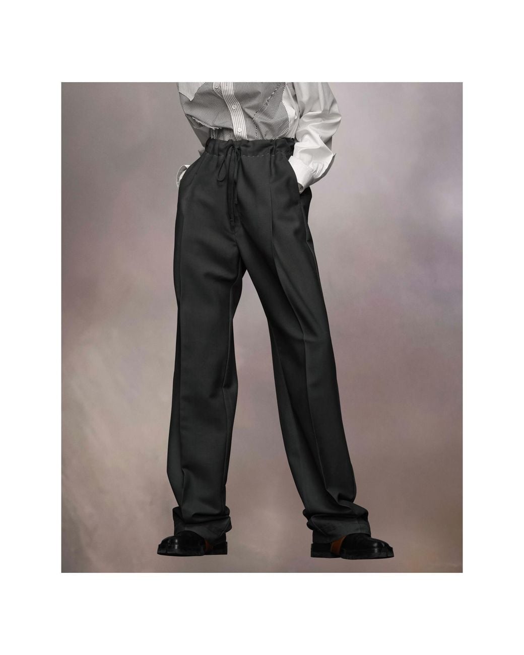 Maison Margiela Black Drawstring Straight-Leg Trousers