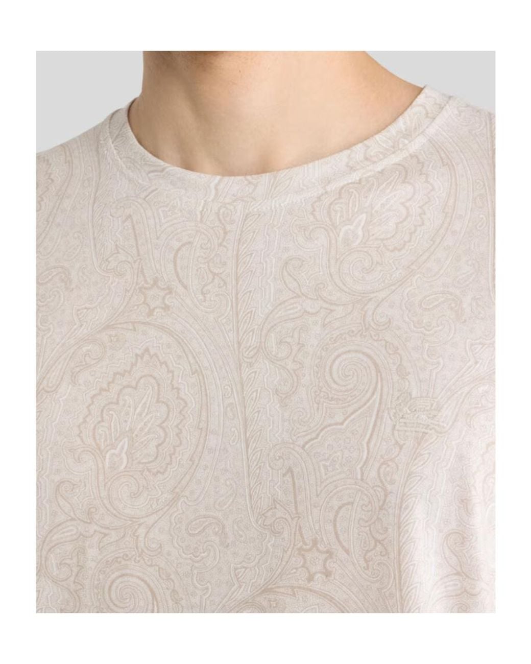 Etro White Pattern-Printed Crewneck T-Shirt for men