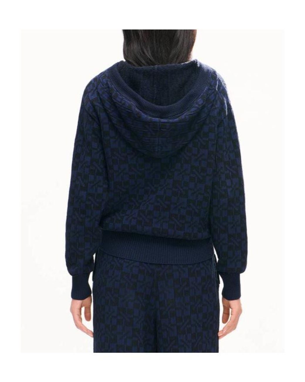KENZO Blue 'Gram' Knitted Zip-Up Cardigan