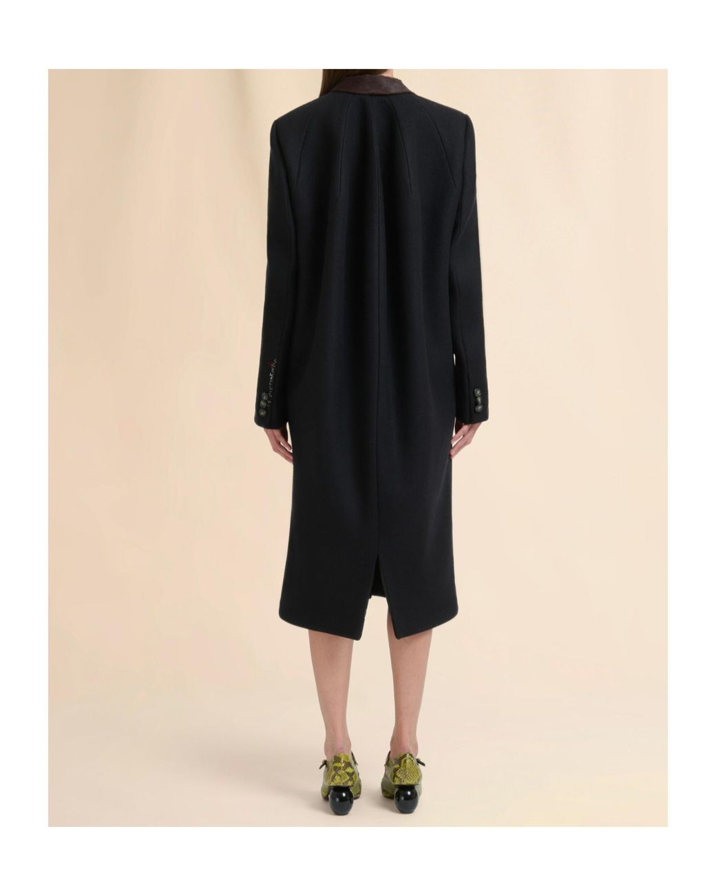 Marni Black Wool Felt Coat With Leather Details