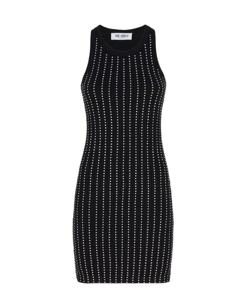 The Attico Black The Embellished Sleeveless Mini Dress