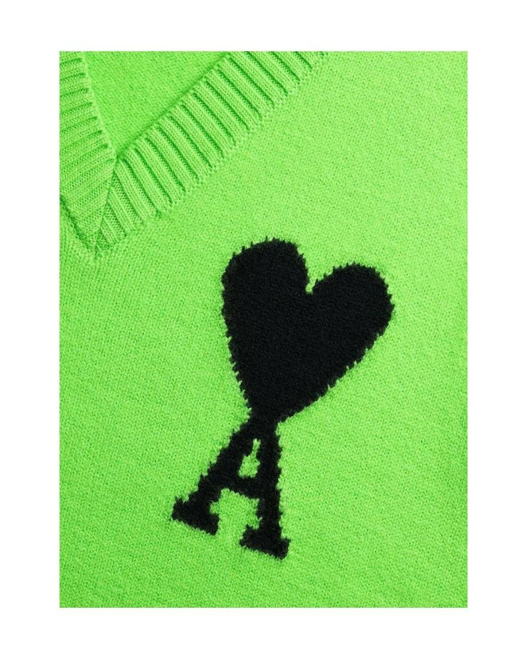 AMI Green Ami De Coeur Knitted Vest for men