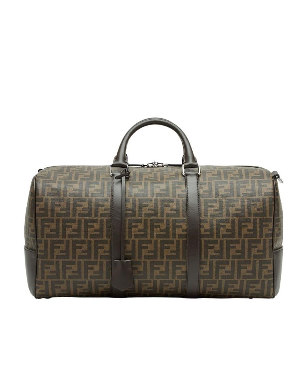 Fendi Brown Logo Detailed Medium Duffle Bag for men