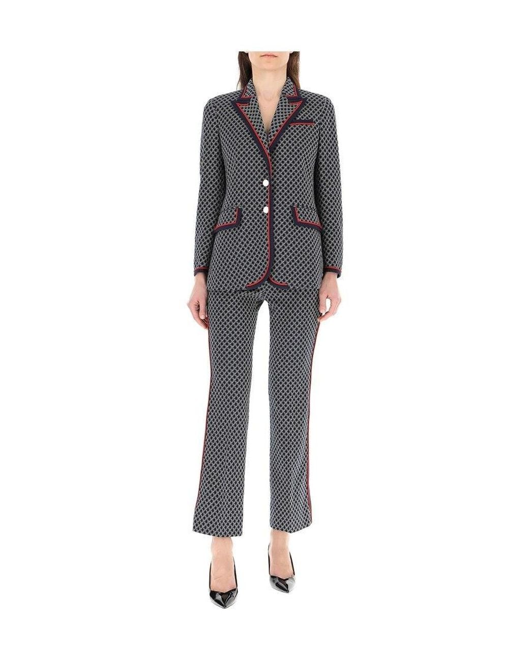 Gucci Gray Gg-Print Cropped Flared Trousers