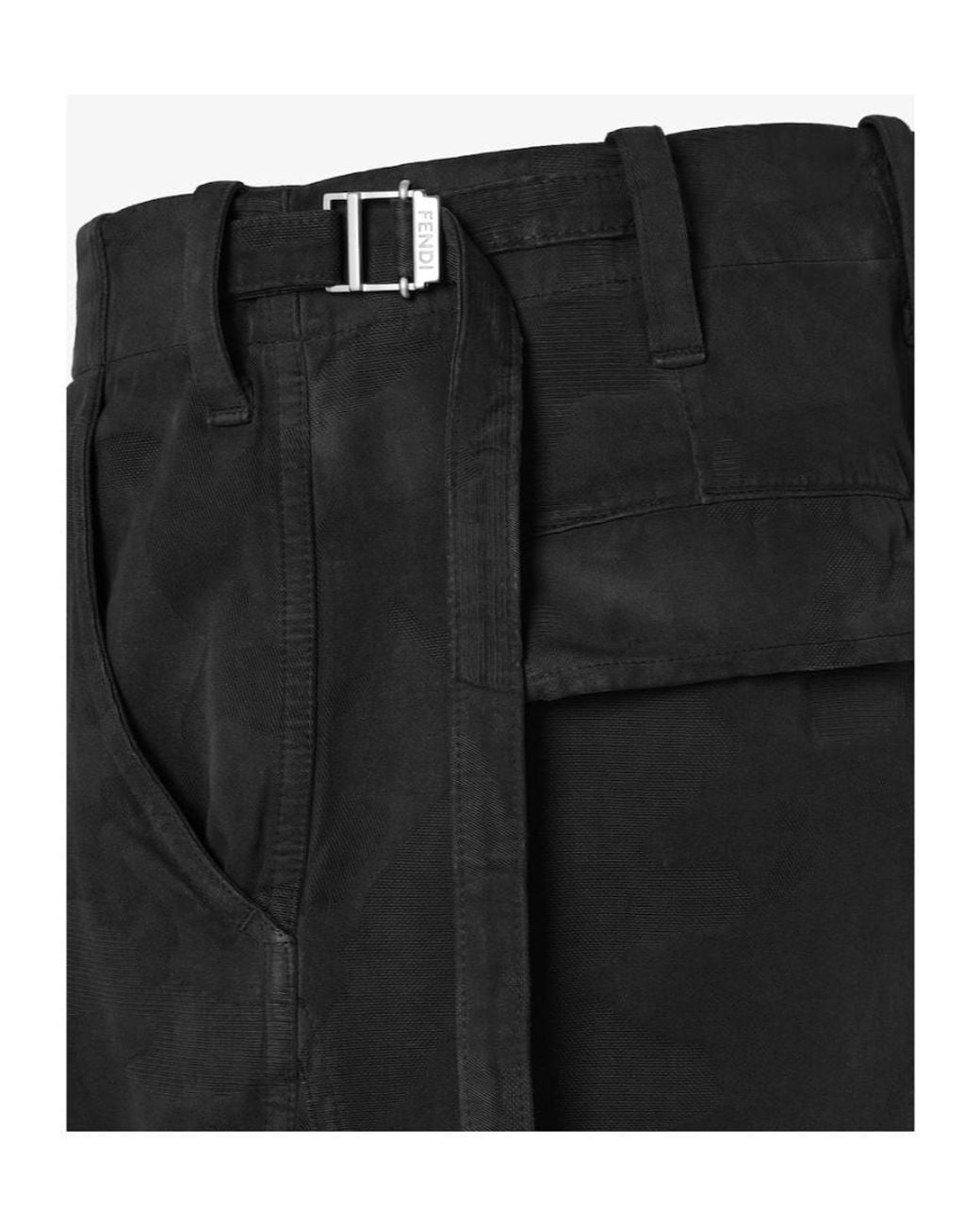 Fendi Black Mid-Rise Wide Leg Bermuda Shorts