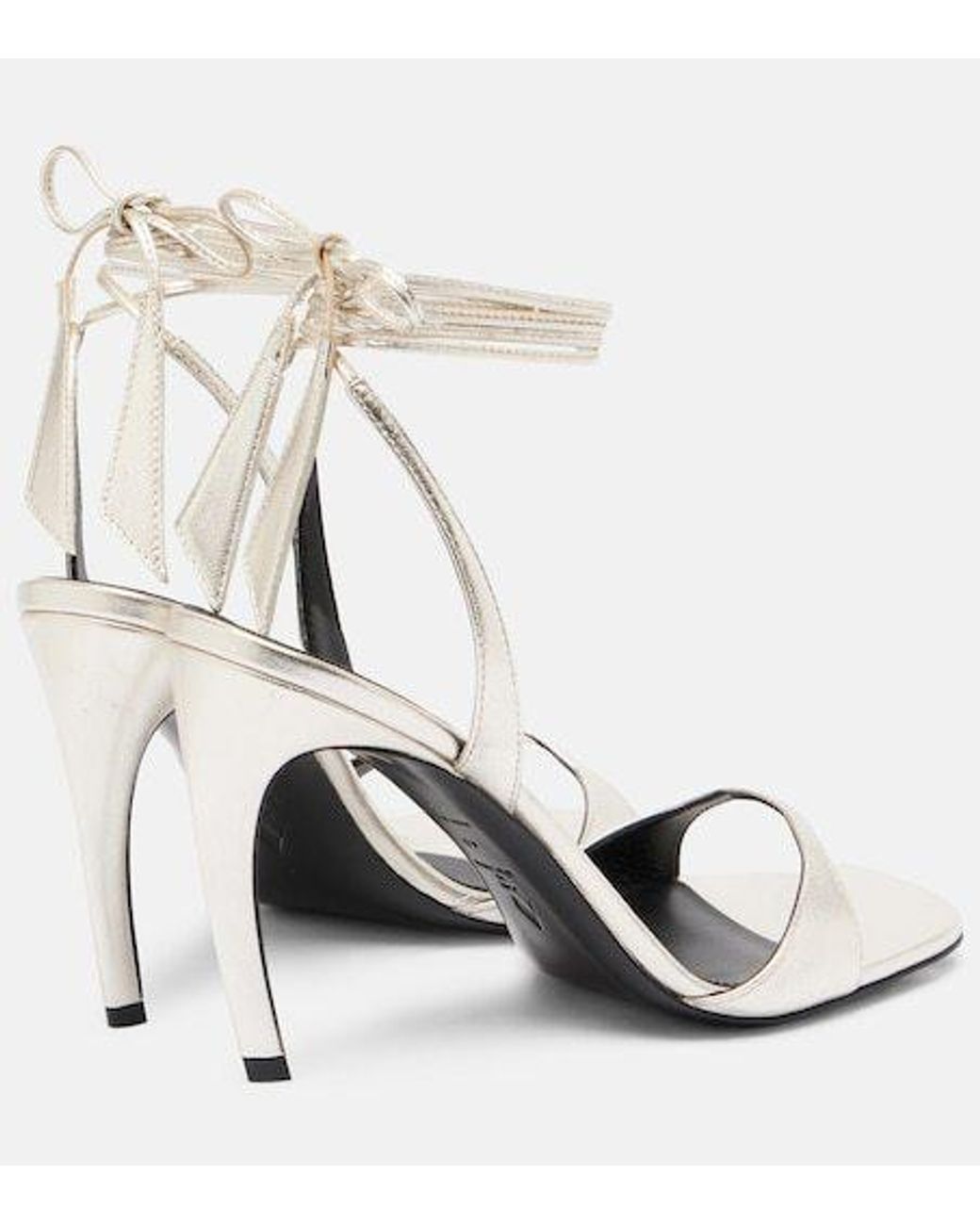 The Attico White Ora 95 Metallic Leather Slingback Sandals