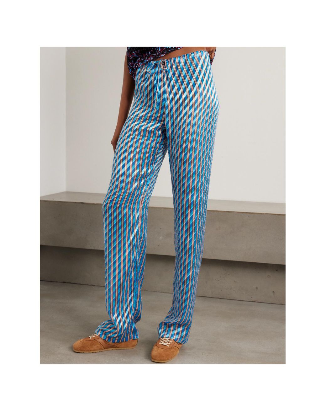 Dries Van Noten Blue Striped Drawstring Pants