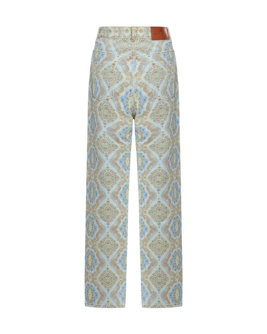 Etro Gray Paisley-Printed Denim Jeans