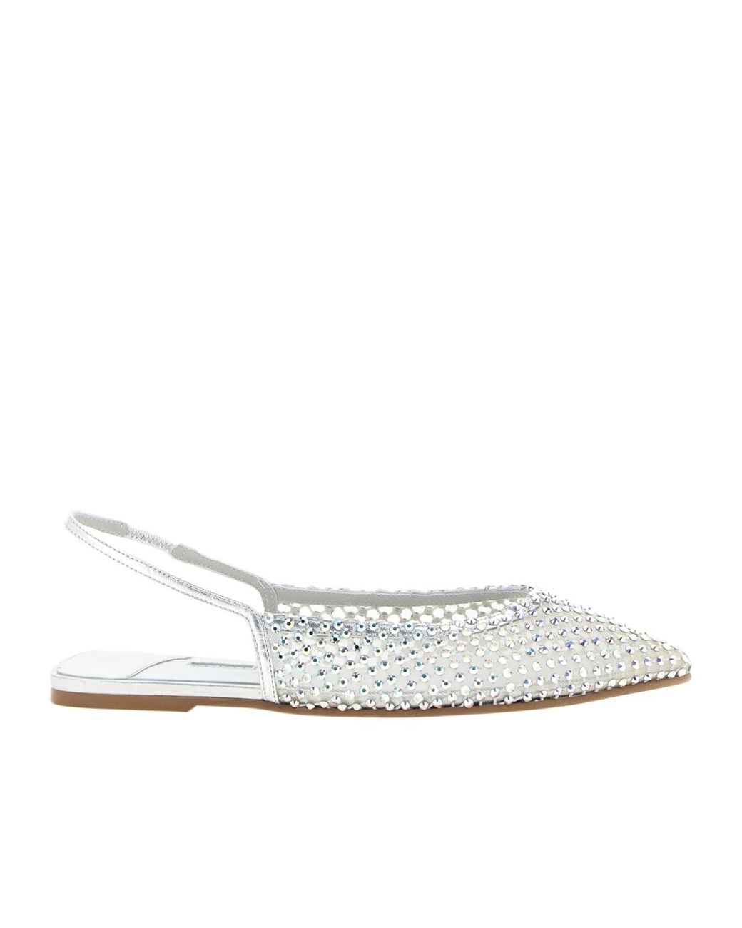 Le Silla White Gilda Crystal-Embellished Ballet Flats