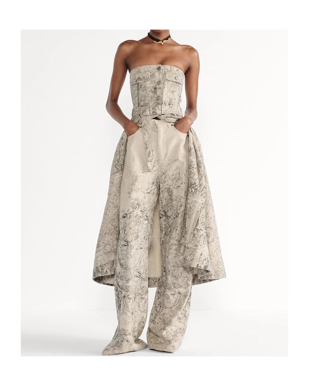 Dior Mid-Length Belted Bustier Dress in White