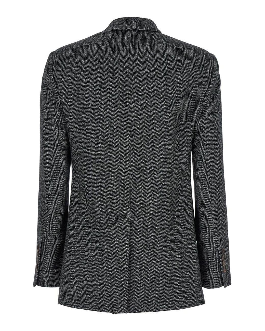 Brunello Cucinelli Gray ブルネロ クチネリ ヘリンボーン モチーフ ダブルブレスト ブレザー
