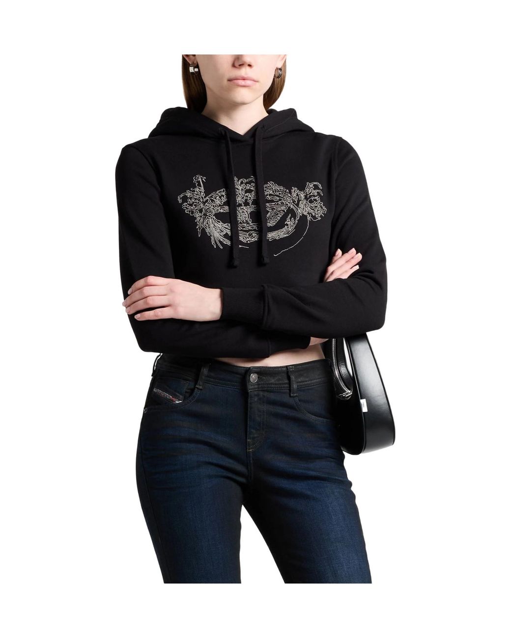 DIESEL Black Solid Color Hooded Sweatshirt