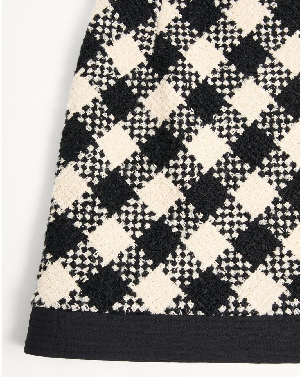 Valentino Black Damier Side Zipped Tweed Mini Skirt