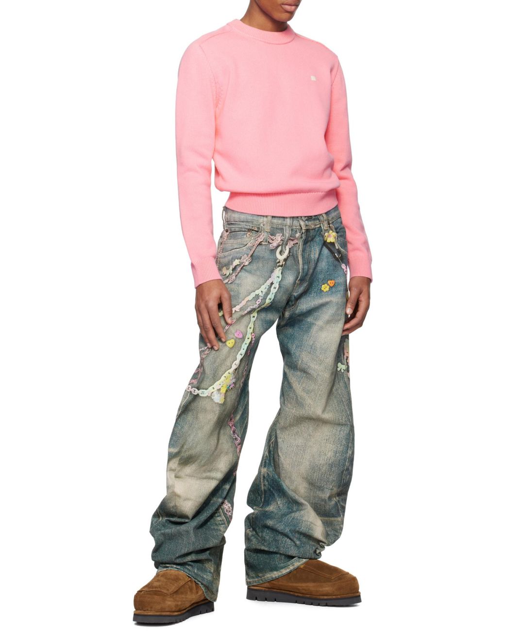 Acne Pink Round Neck Sweater for men